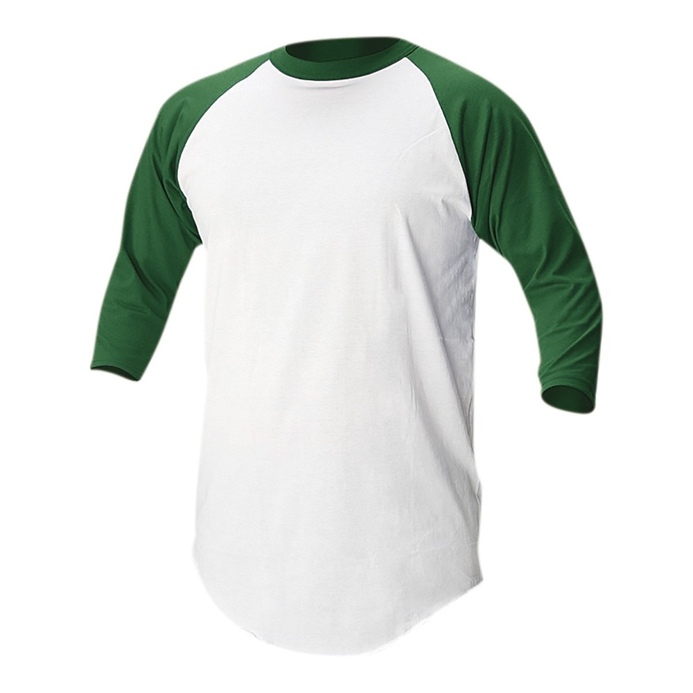 Soffe Adult Baseball & Softball Shirt, White/Green - Medium, M